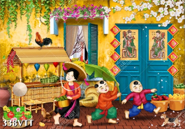 Bộ tranh giản dị gợi nhớ ngày tết truyền thống Việt Nam