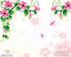 Tranh 3d  trang trí bông hoa màu hồng rơi rụng trên sông