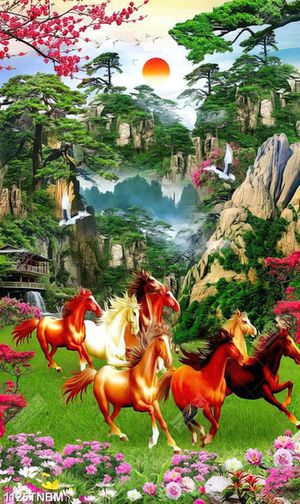 Tranh in kính đàn ngựa trong rừng núi đẹp nhất