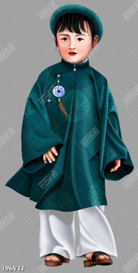 Mẫu tranh bé gái mặc áo dài truyền thống ngày tết