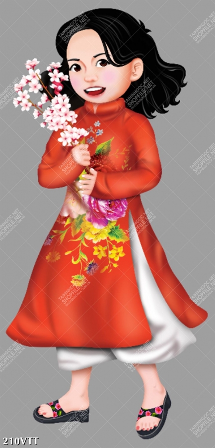 Tranh tà áo dài tung bay của cô gái Việt Nam