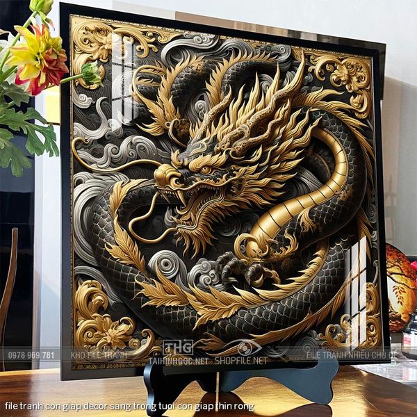 file tranh con giap decor sang trong tuoi con giap thin rong