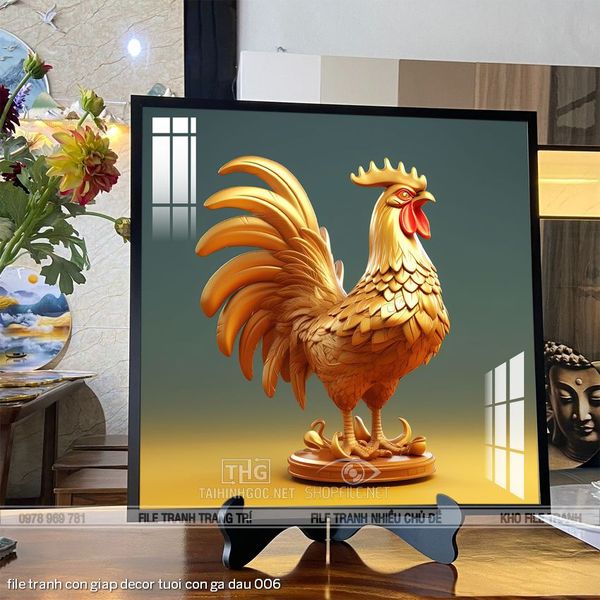 file tranh con giap decor tuoi con ga dau 006