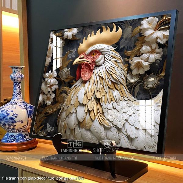 file tranh con giap decor tuoi con ga dau 011