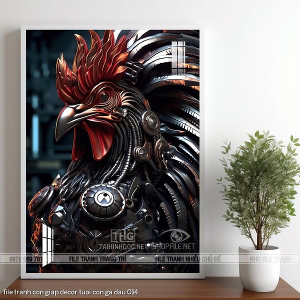 file tranh con giap decor tuoi con ga dau 014