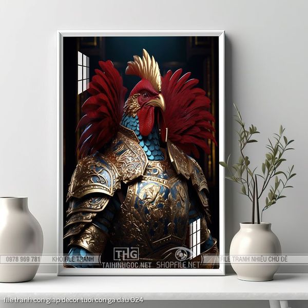 file tranh con giap decor tuoi con ga dau 024