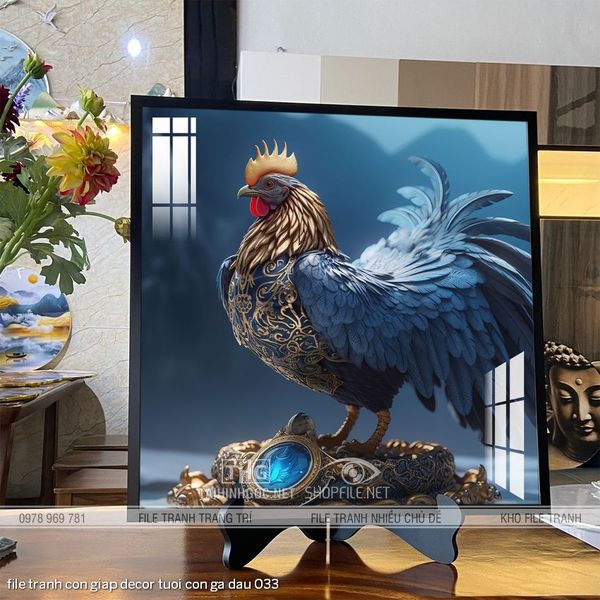 file tranh con giap decor tuoi con ga dau 033