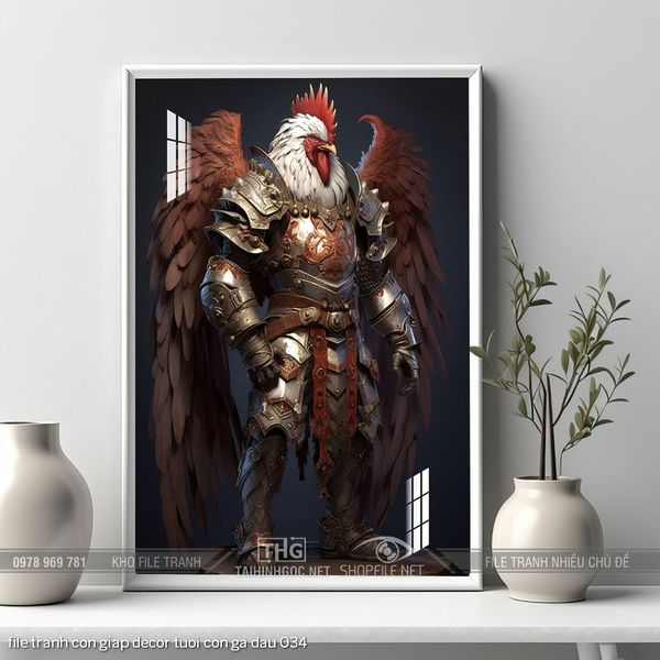 file tranh con giap decor tuoi con ga dau 034
