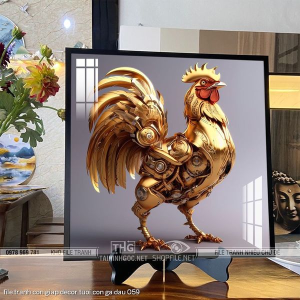 file tranh con giap decor tuoi con ga dau 059