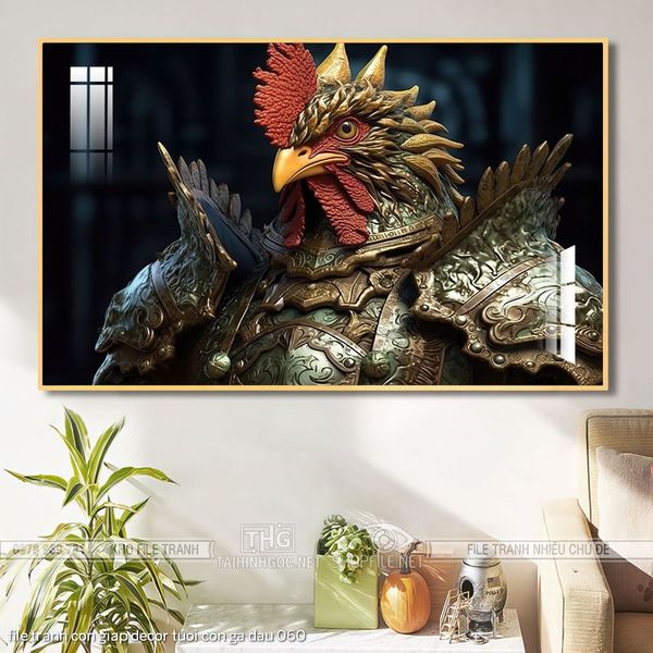 file tranh con giap decor tuoi con ga dau 060