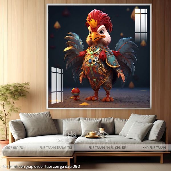 file tranh con giap decor tuoi con ga dau 090