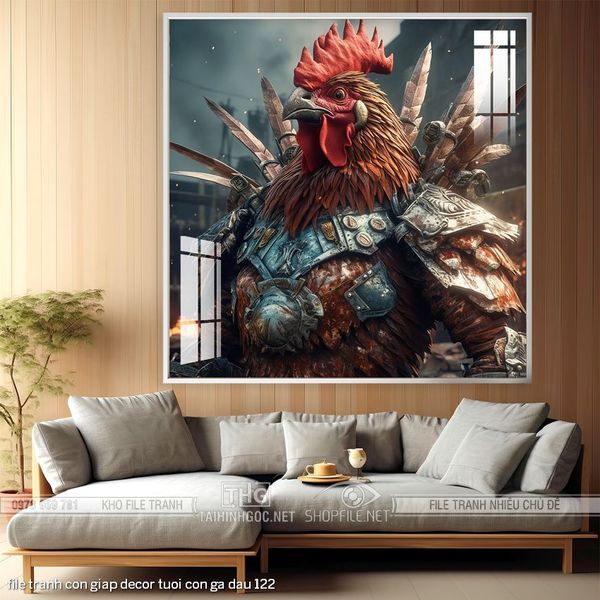 file tranh con giap decor tuoi con ga dau 122