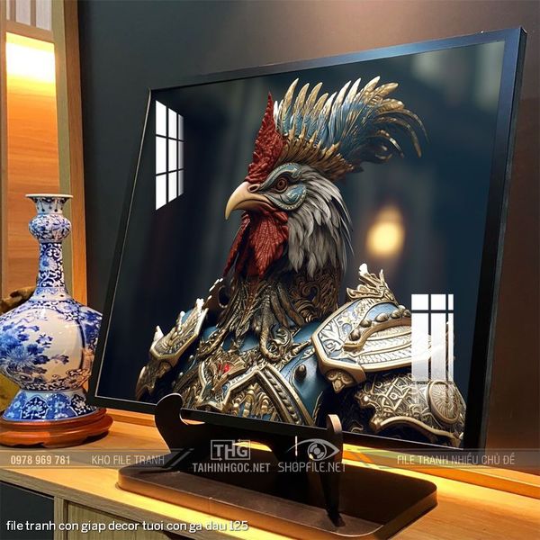file tranh con giap decor tuoi con ga dau 125