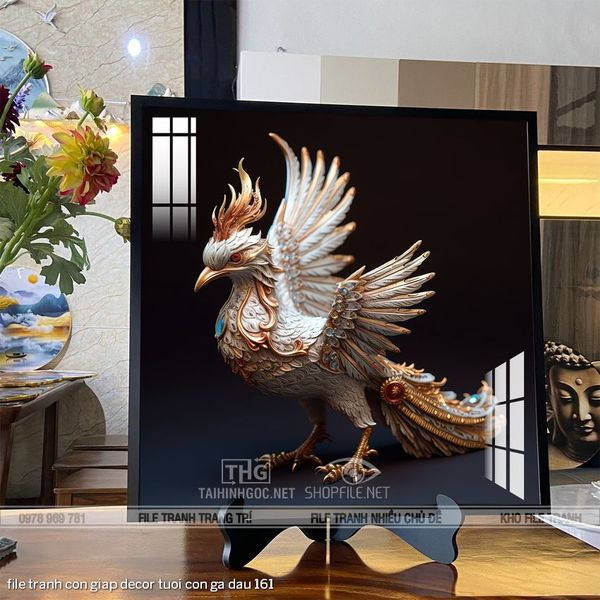 file tranh con giap decor tuoi con ga dau 161