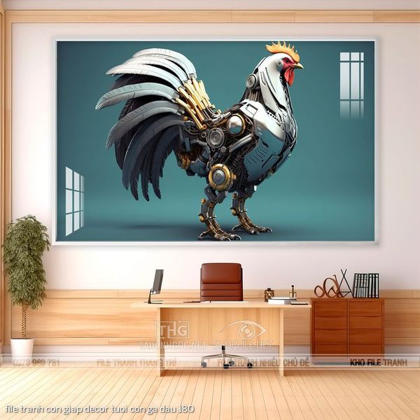file tranh con giap decor tuoi con ga dau 180