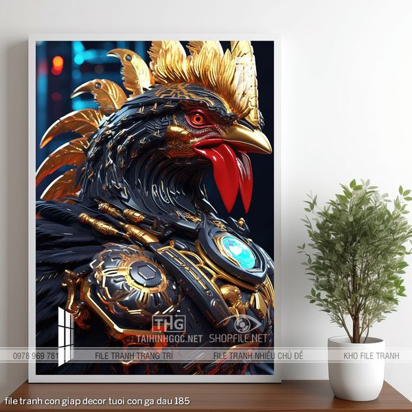 file tranh con giap decor tuoi con ga dau 185