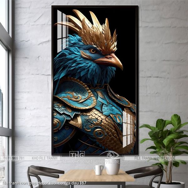file tranh con giap decor tuoi con ga dau 187
