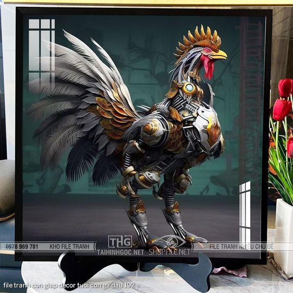 file tranh con giap decor tuoi con ga dau 192