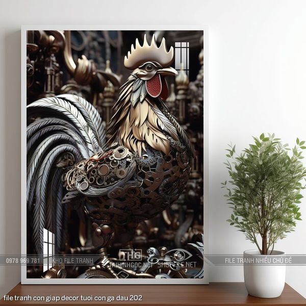 file tranh con giap decor tuoi con ga dau 202