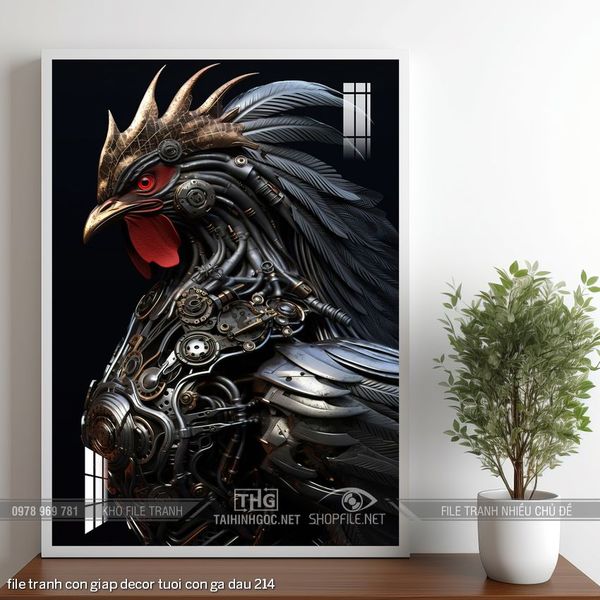 file tranh con giap decor tuoi con ga dau 214