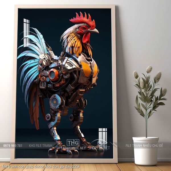 file tranh con giap decor tuoi con ga dau 229