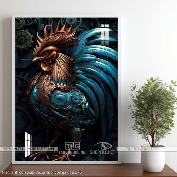 file tranh con giap decor tuoi con ga dau 275