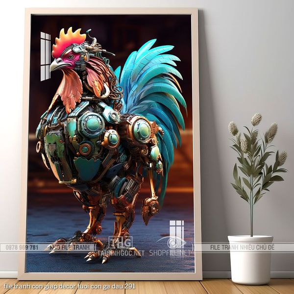 file tranh con giap decor tuoi con ga dau 291