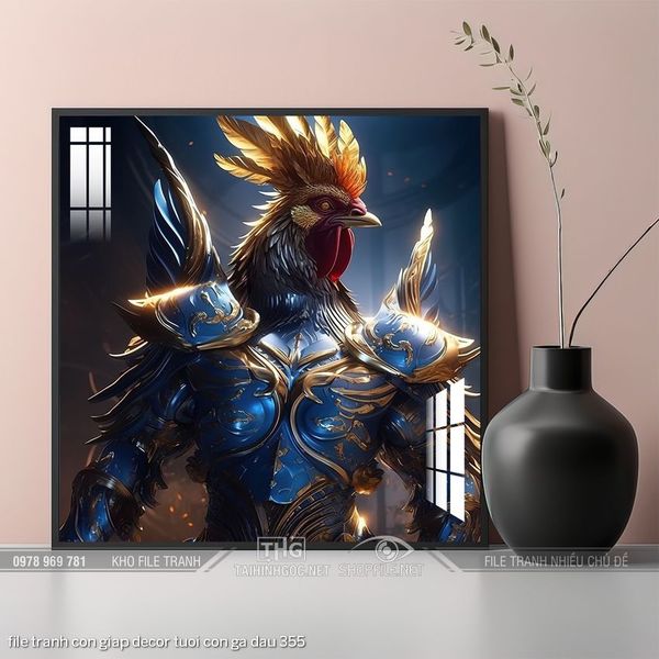 file tranh con giap decor tuoi con ga dau 355