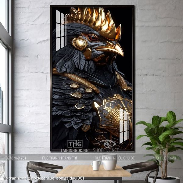 file tranh con giap decor tuoi con ga dau 361