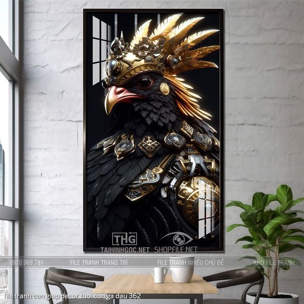 file tranh con giap decor tuoi con ga dau 362
