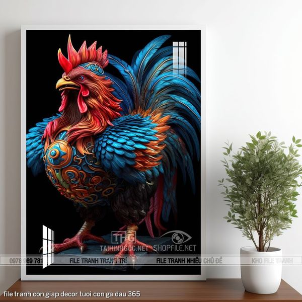 file tranh con giap decor tuoi con ga dau 365