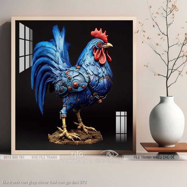 file tranh con giap decor tuoi con ga dau 373