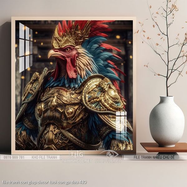 file tranh con giap decor tuoi con ga dau 410