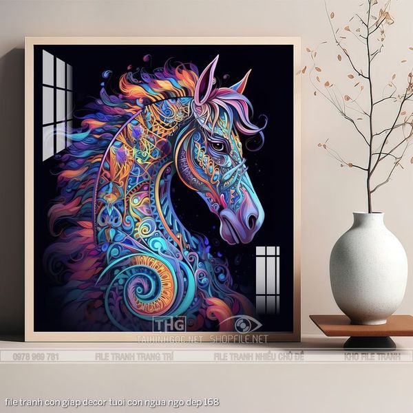 file tranh con giap decor tuoi con ngua ngo dep 168