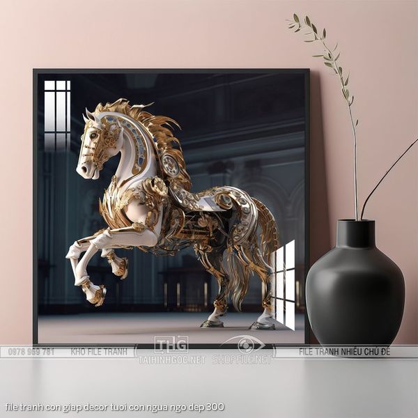 file tranh con giap decor tuoi con ngua ngo dep 300