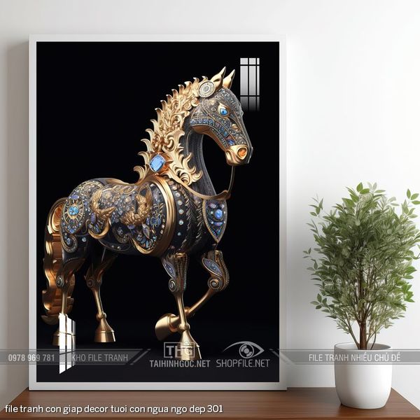 file tranh con giap decor tuoi con ngua ngo dep 301