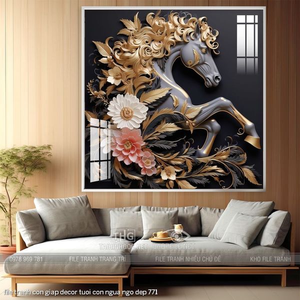 file tranh con giap decor tuoi con ngua ngo dep 771