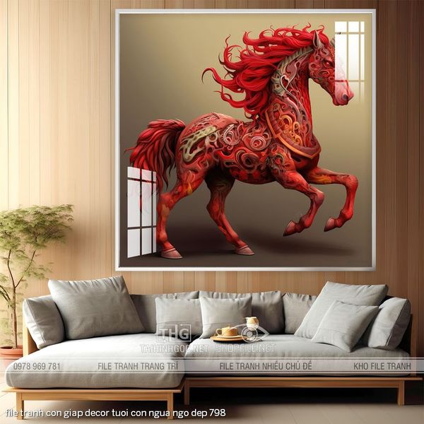 file tranh con giap decor tuoi con ngua ngo dep 798