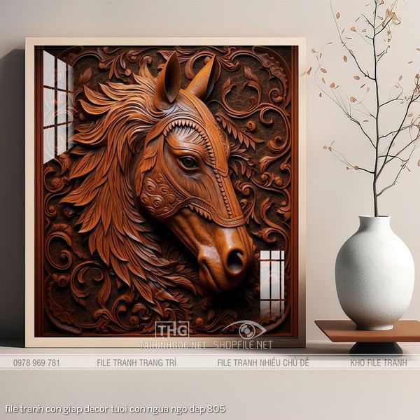 file tranh con giap decor tuoi con ngua ngo dep 805