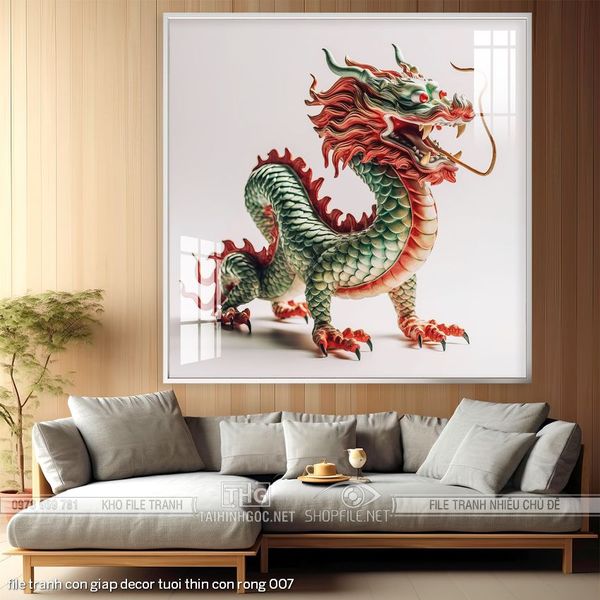 file tranh con giap decor tuoi thin con rong 007
