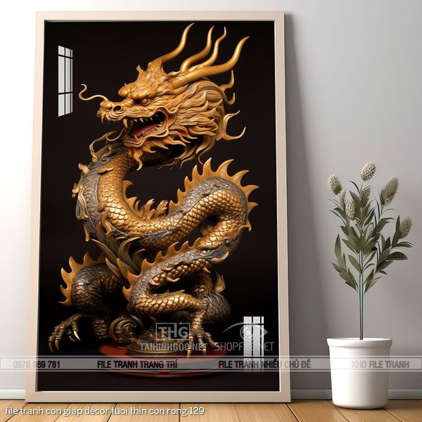 file tranh con giap decor tuoi thin con rong 129