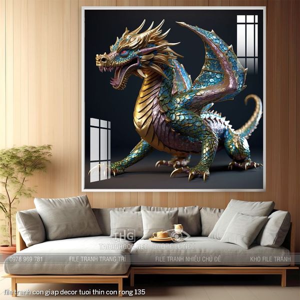 file tranh con giap decor tuoi thin con rong 135