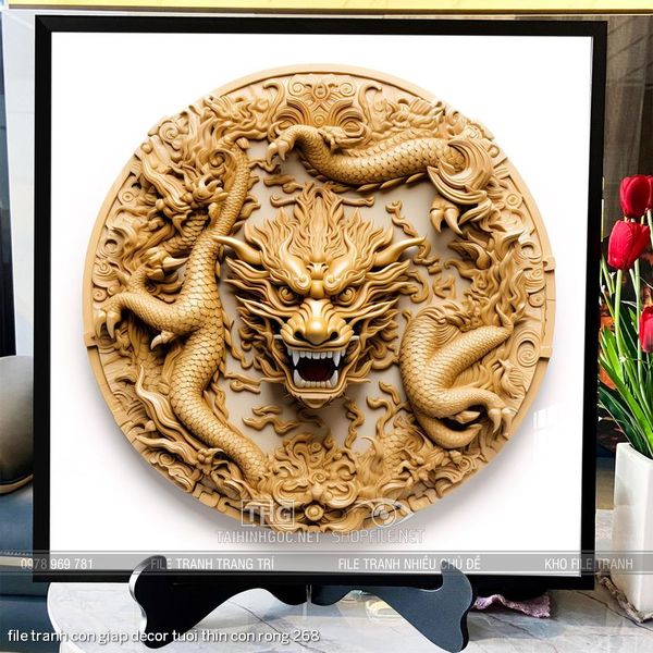 file tranh con giap decor tuoi thin con rong 268