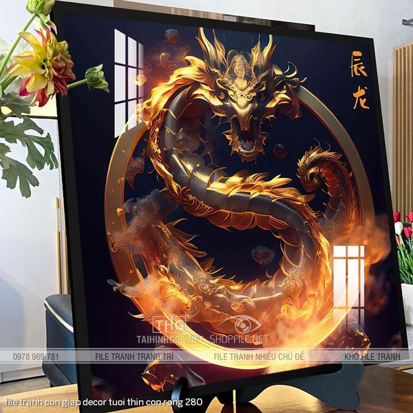 file tranh con giap decor tuoi thin con rong 280
