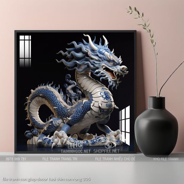 file tranh con giap decor tuoi thin con rong 305