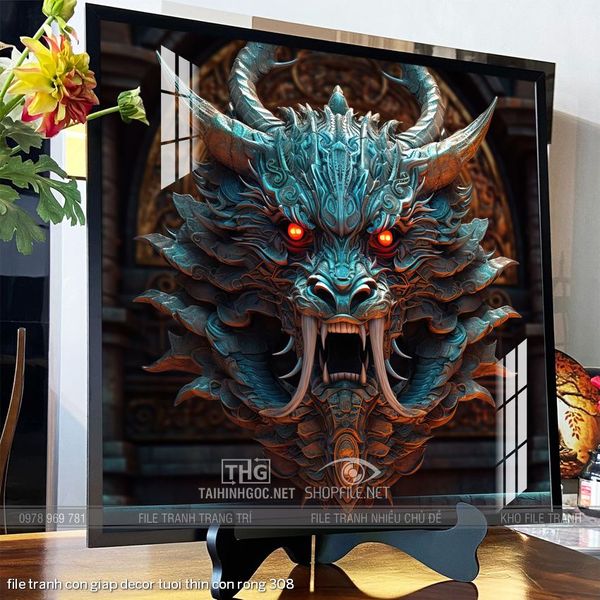 file tranh con giap decor tuoi thin con rong 308