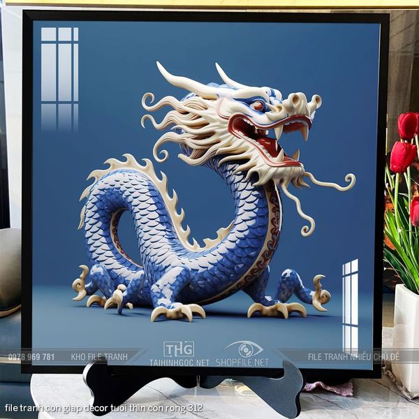 file tranh con giap decor tuoi thin con rong 312