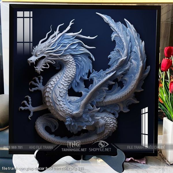 file tranh con giap decor tuoi thin con rong 313
