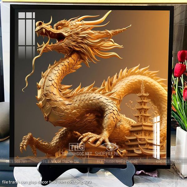 file tranh con giap decor tuoi thin con rong 329