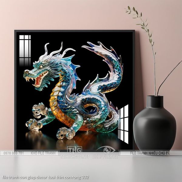 file tranh con giap decor tuoi thin con rong 332